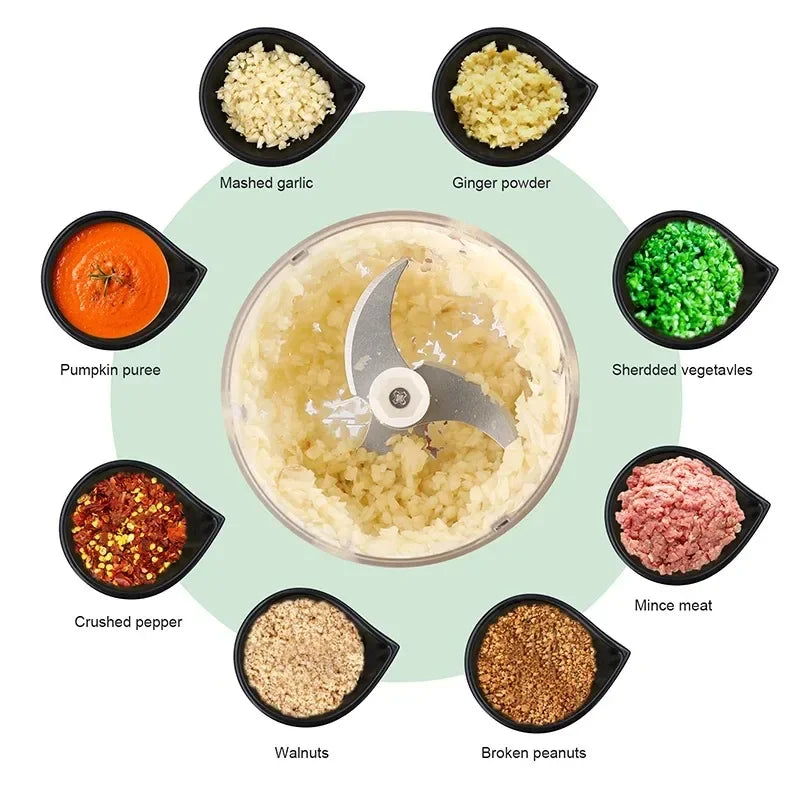 250ml Electric Garlic Chopper Meat Grinder and Vegetable Crusher Kitchen Tool