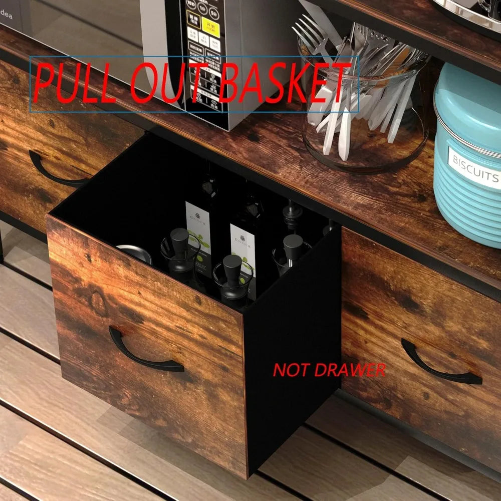 5-Tier Free Standing Bakers Rack with Power Outlet and Baskets